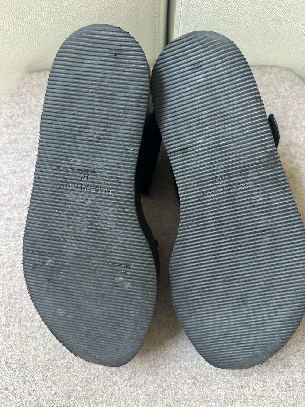 ANN DEMEULEMEESTER Italy black leather flatform platform buckled sandals sz 40 - Picture 7 of 10